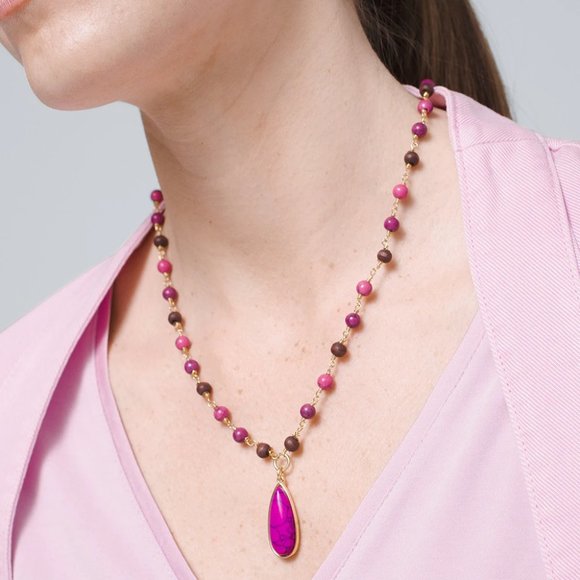 WHBM $110 3-in-1 CONVERTIBLE ORCHID-COLORED MULTI-ROW NECKLACE - Picture 4 of 7